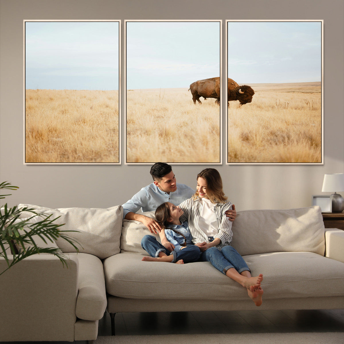 Buffalo Wall Art Canvas Print – Framed Western Wildlife