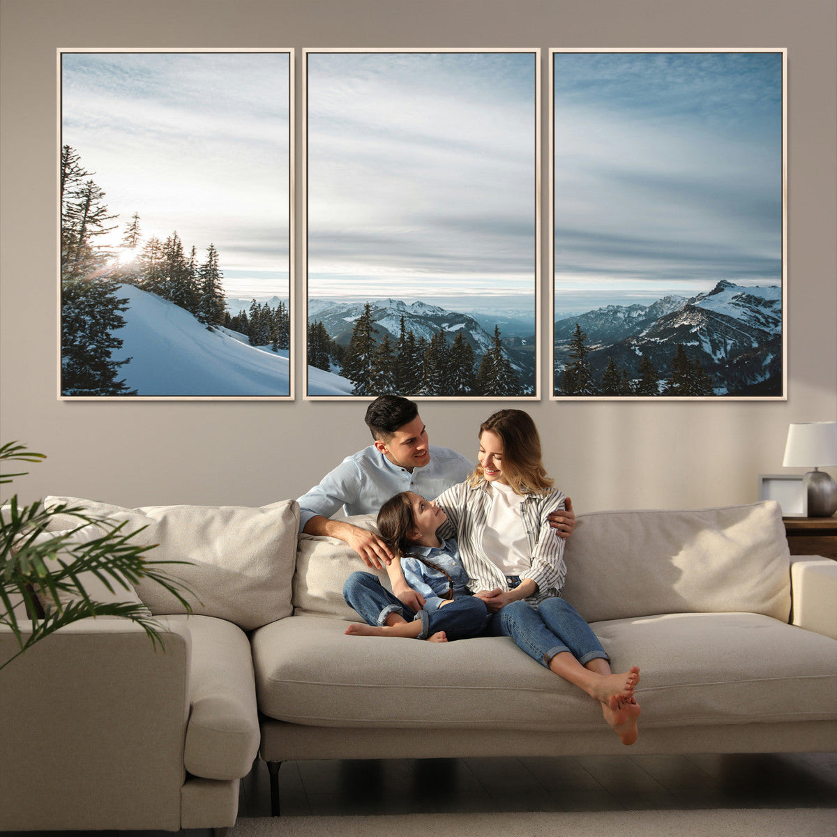 Snowy Mountain Wall Art Canvas Print – Frosty Peaks Alpine