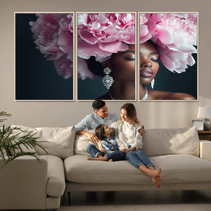 Black Beauty Petal Crown Wall Art Canvas Print – Floral