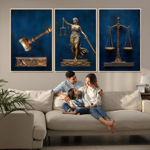 Lady Justice Wall Art Canvas Print – Elegant Gold Legal