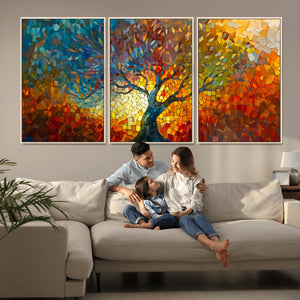 Yggdrasil Tree of Life Mosaic Stained Glass Wall Art, Tree