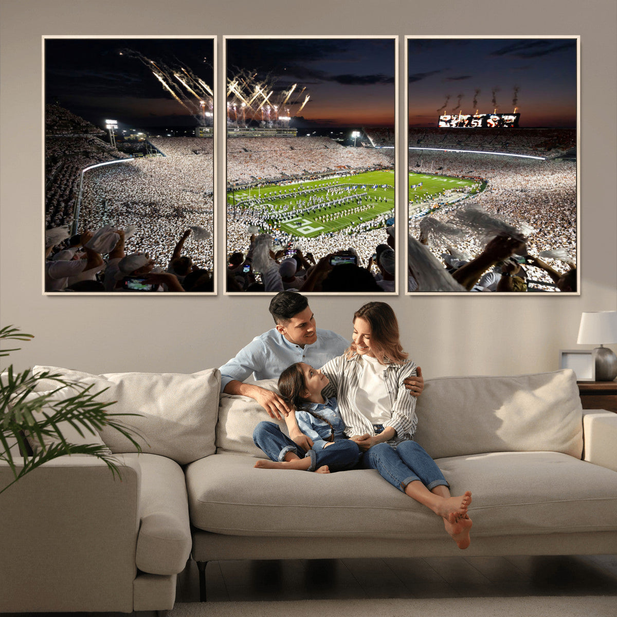 Penn State Stadium Wall Art – White Out Football Game Canvas