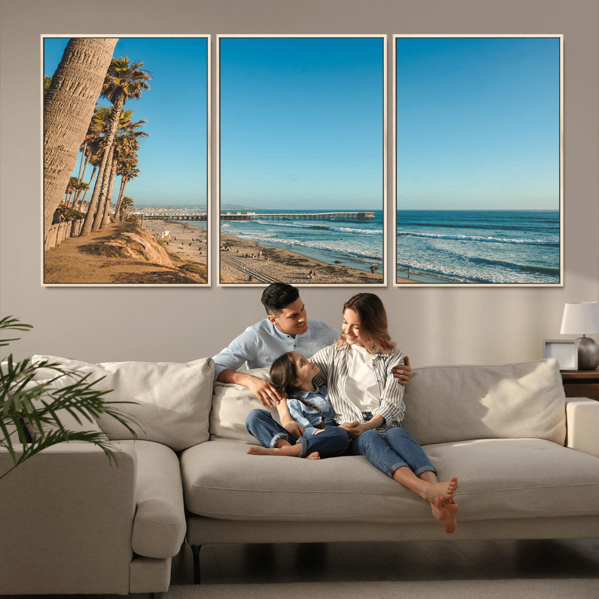 Scenic Beach Wall Art Canvas Print – Tall Palm Trees, Sandy