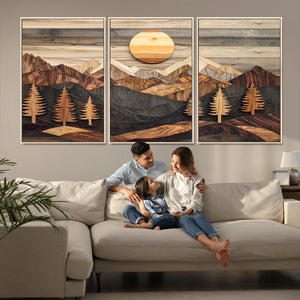 Wood Mountain Wall Art Canvas Print – Layered Forest and