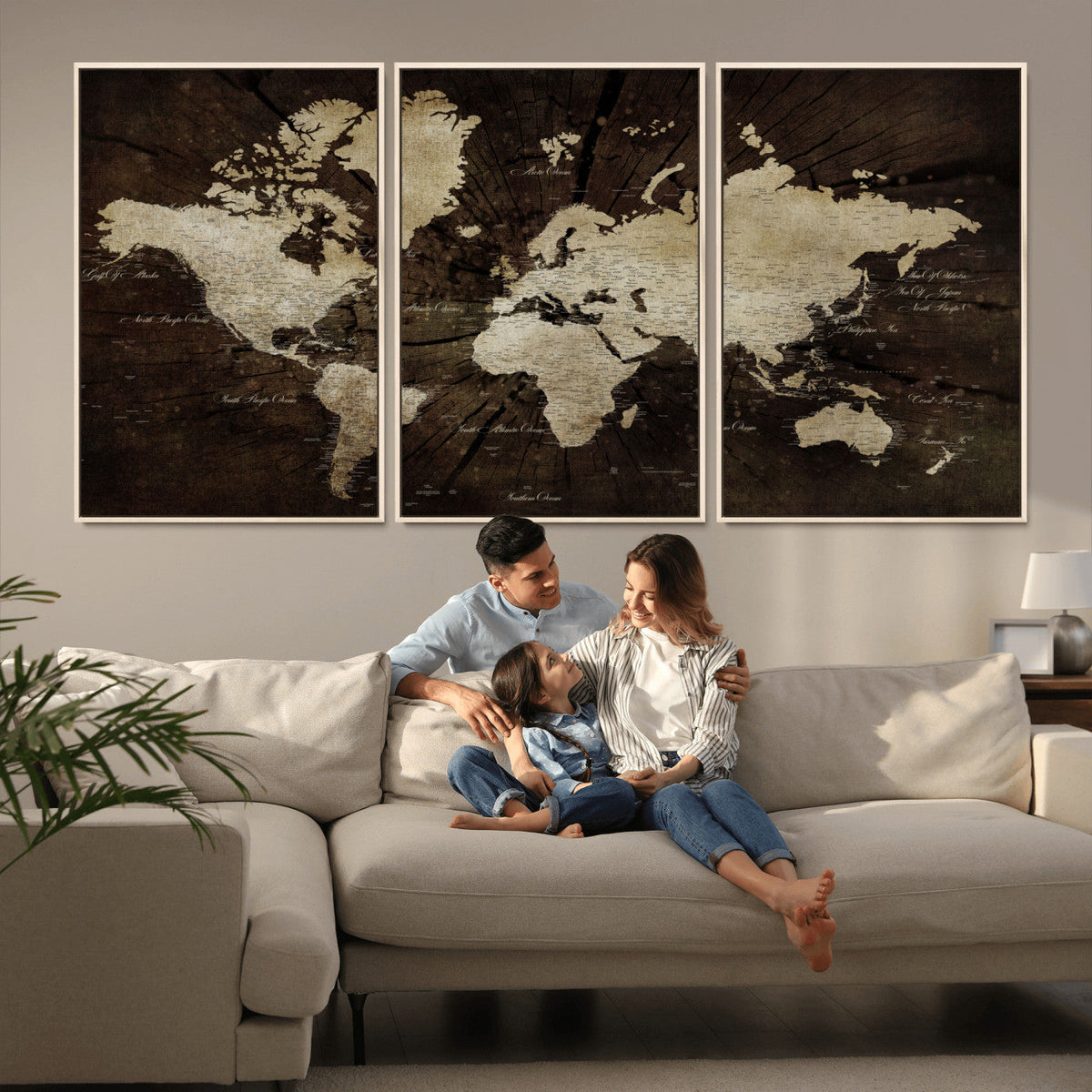 World Map Wall Art Canvas Print – Framed Travel Map Wall Art