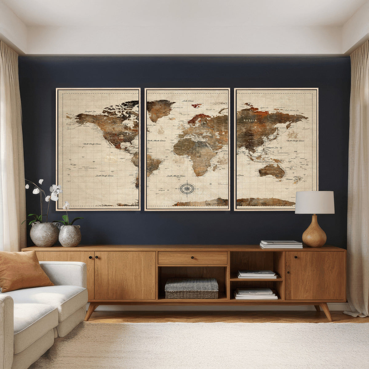 World Map Canvas Print – Framed Detailed Map of the World
