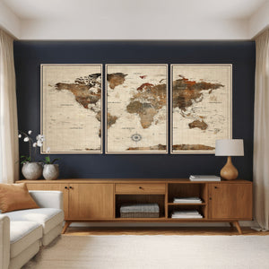 World Map Canvas Print – Framed Detailed Map of the World