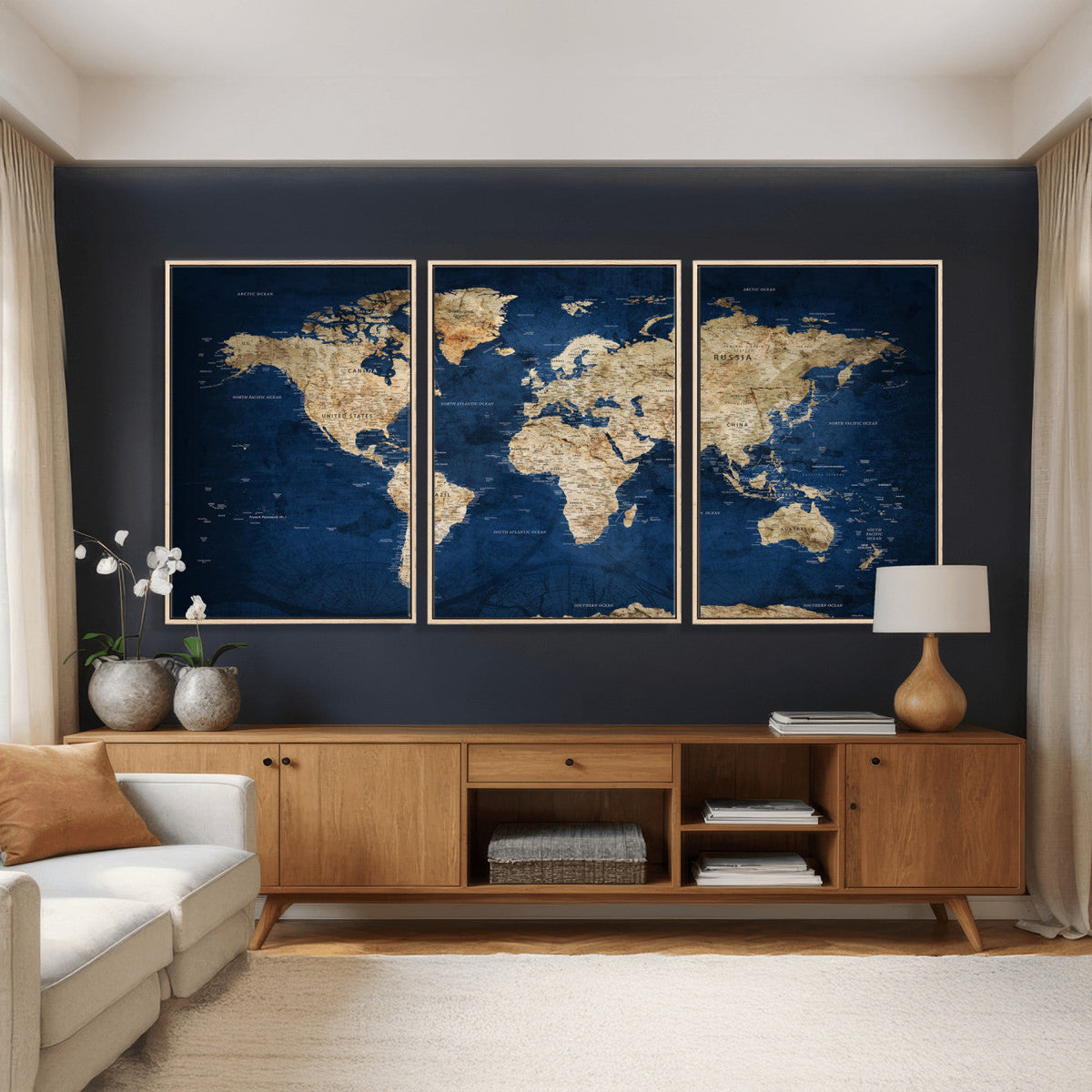 World Map Canvas Print – Framed Travel Map Wall Art for