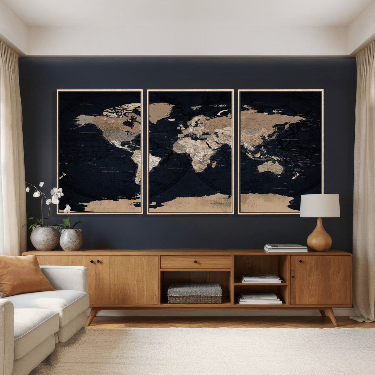 Grunge Wall Art World Map Canvas Print