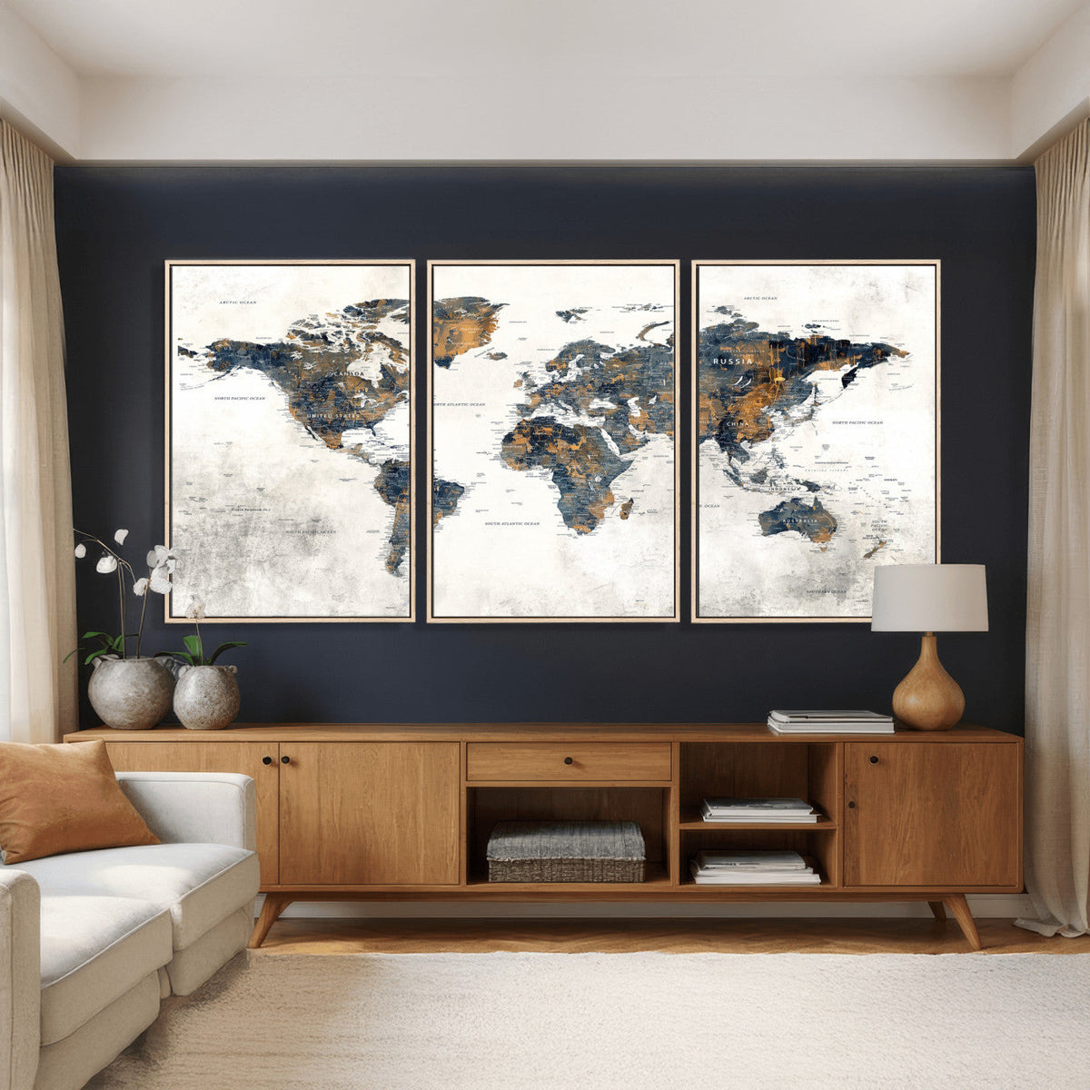 World Map Wall Art Canvas Print for Office Wall Decor