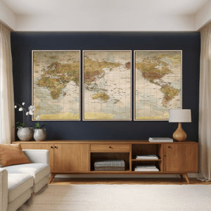World Map Canvas Print – Detailed Map of the World Wall Art