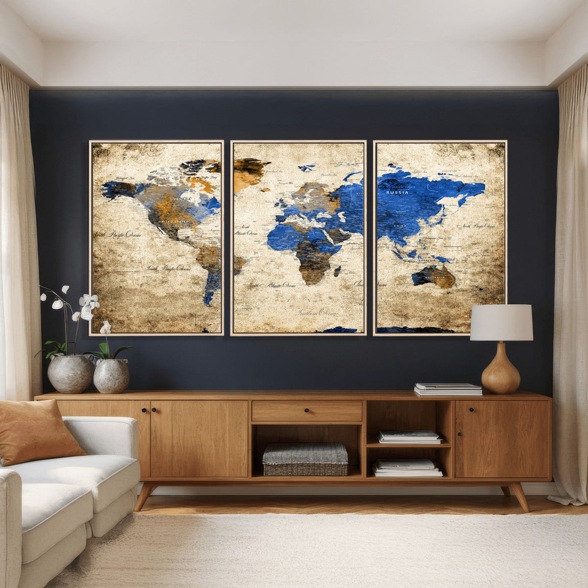World Map Canvas Print – Colorful Abstract Travel Map,