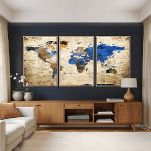 World Map Canvas Print – Colorful Abstract Travel Map,