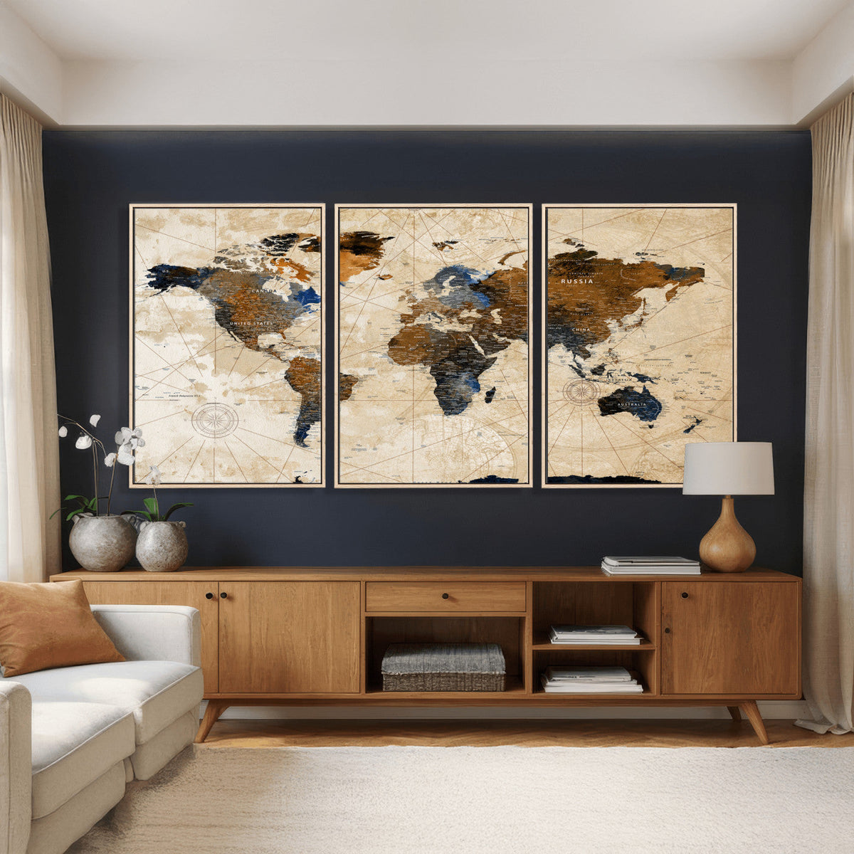 World Map Canvas Print – Framed Travel Map Wall Art for