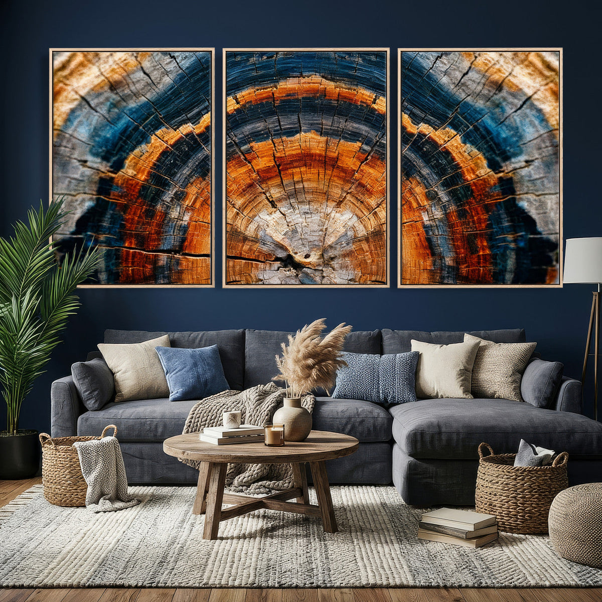 Abstract Wood Grain Canvas Print, Tree Ring Pattern Wall