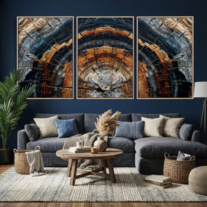 Abstract Wood Grain Canvas Print, Tree Ring Pattern Wall