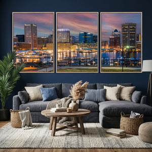 Baltimore Skyline Wall Art Canvas Print, Baltimore Downtown