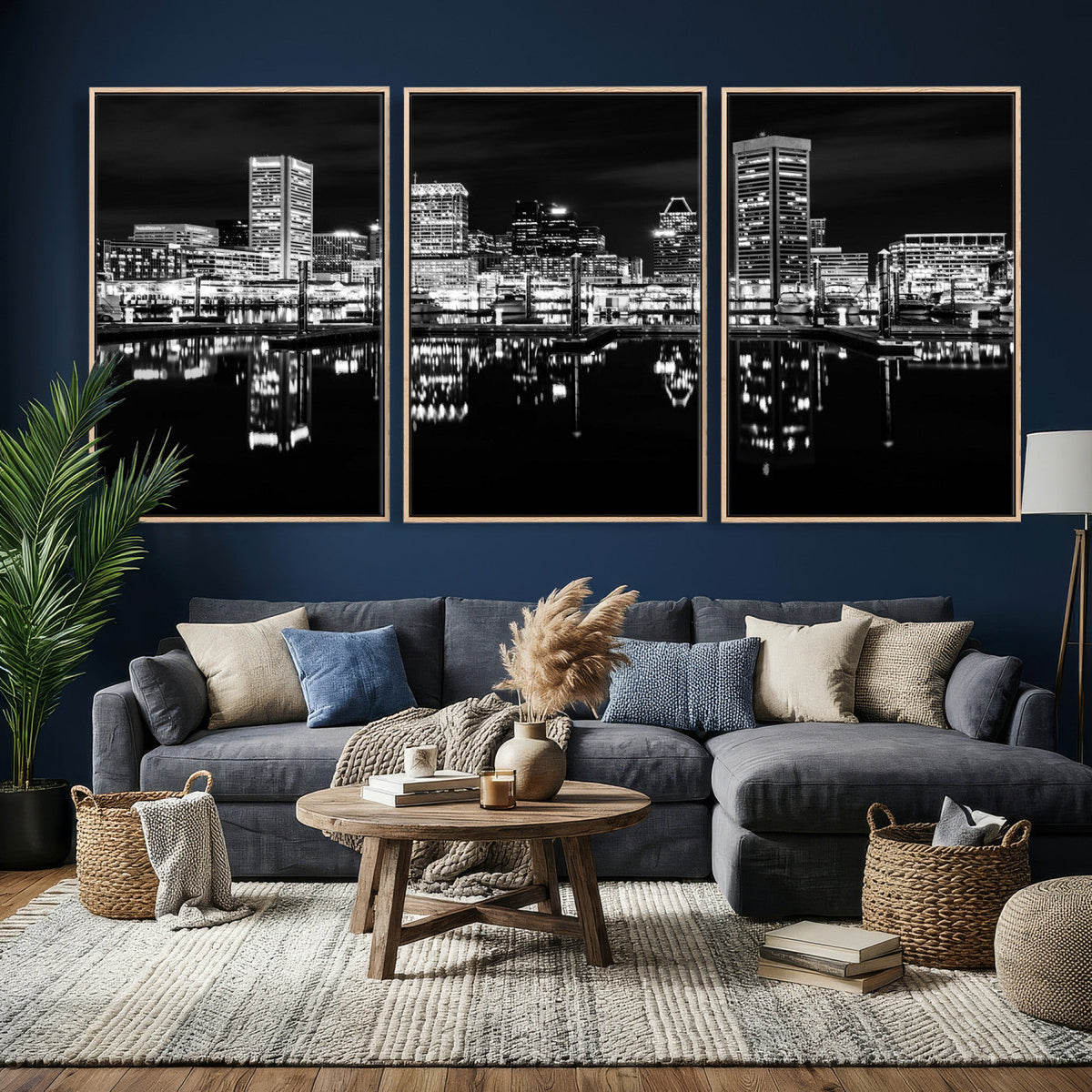 Baltimore Skyline Wall Art Canvas Print, Baltimore Downtown