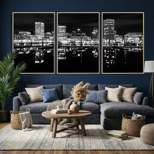 Baltimore Skyline Wall Art Canvas Print, Baltimore Downtown