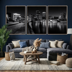 Boston Wall Art Canvas Print, Boston City Downtown Night