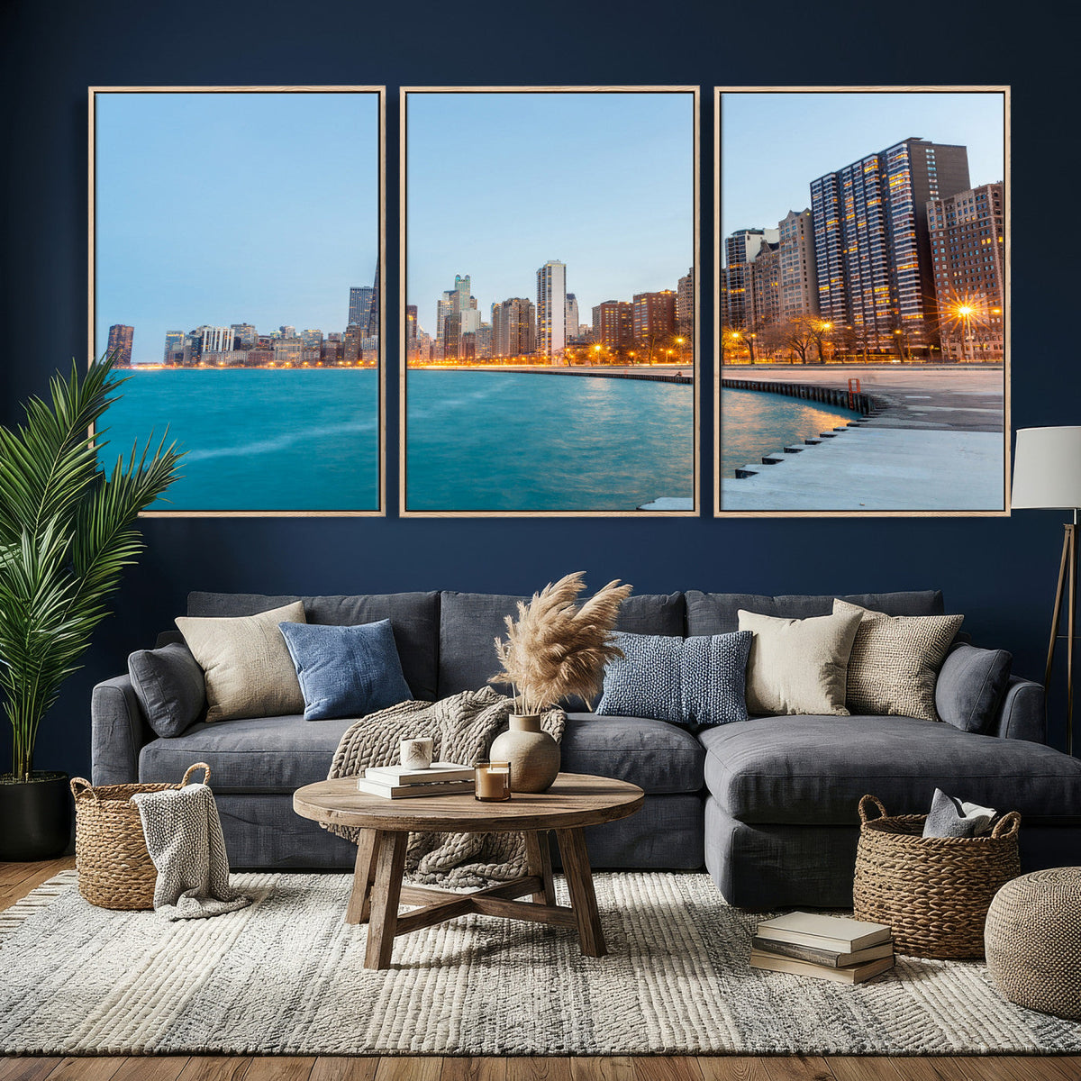 Chicago Wall Art Canvas Print, Chicago City Downtown Night