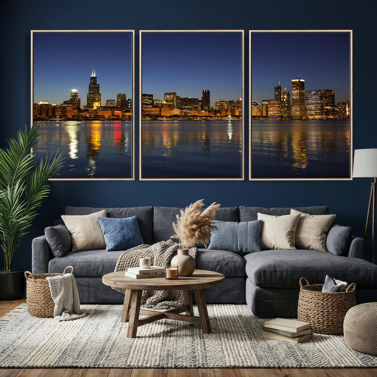 Chicago Wall Art Canvas Print - Chicago City Downtown Night