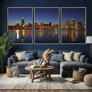 Chicago Wall Art Canvas Print - Chicago City Downtown Night