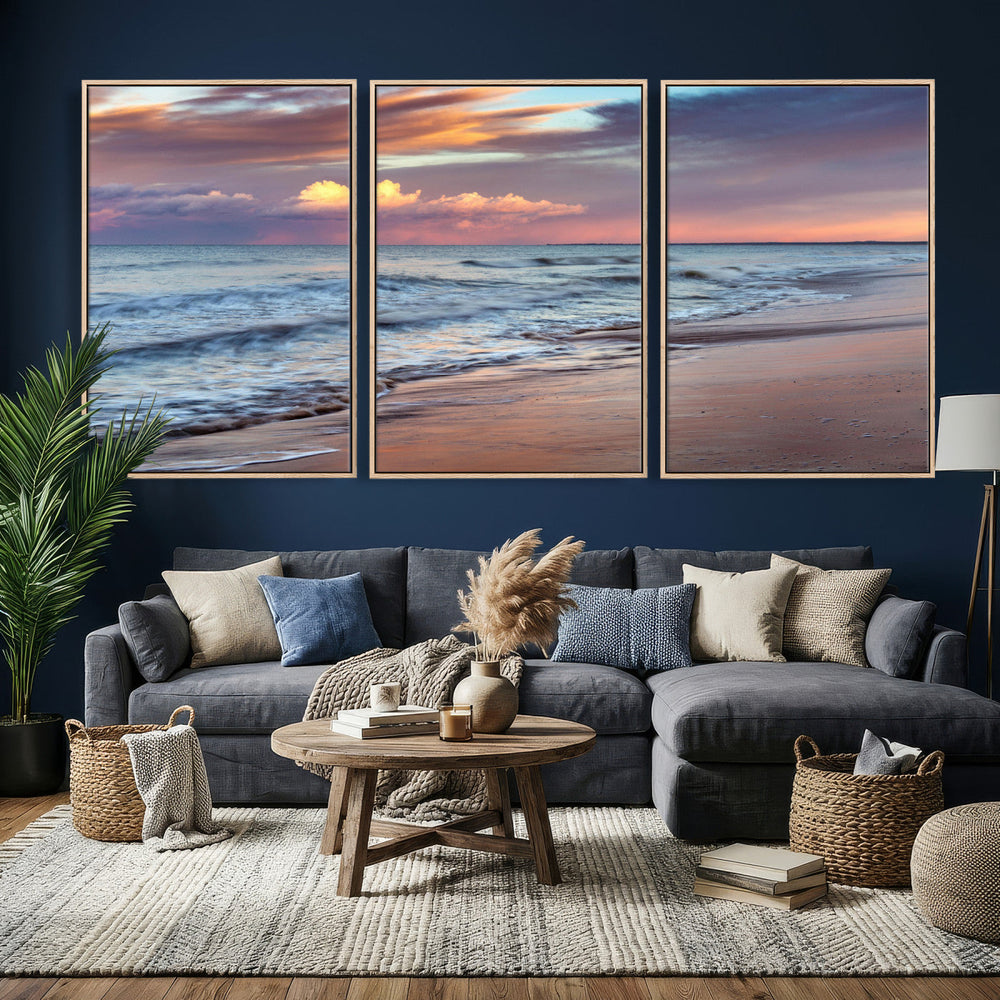 Ocean Sunset Wall Art Canvas Print – Coastal Beach