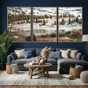 Snowy Mountain Landscape Wall Art Canvas Print, Alpine Pine