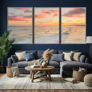 Sunset Beach Wall Art Canvas Print – Soft Coastal