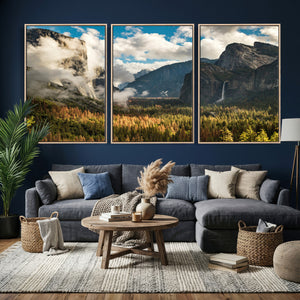 Yosemite Valley River Wall Art Canvas Print