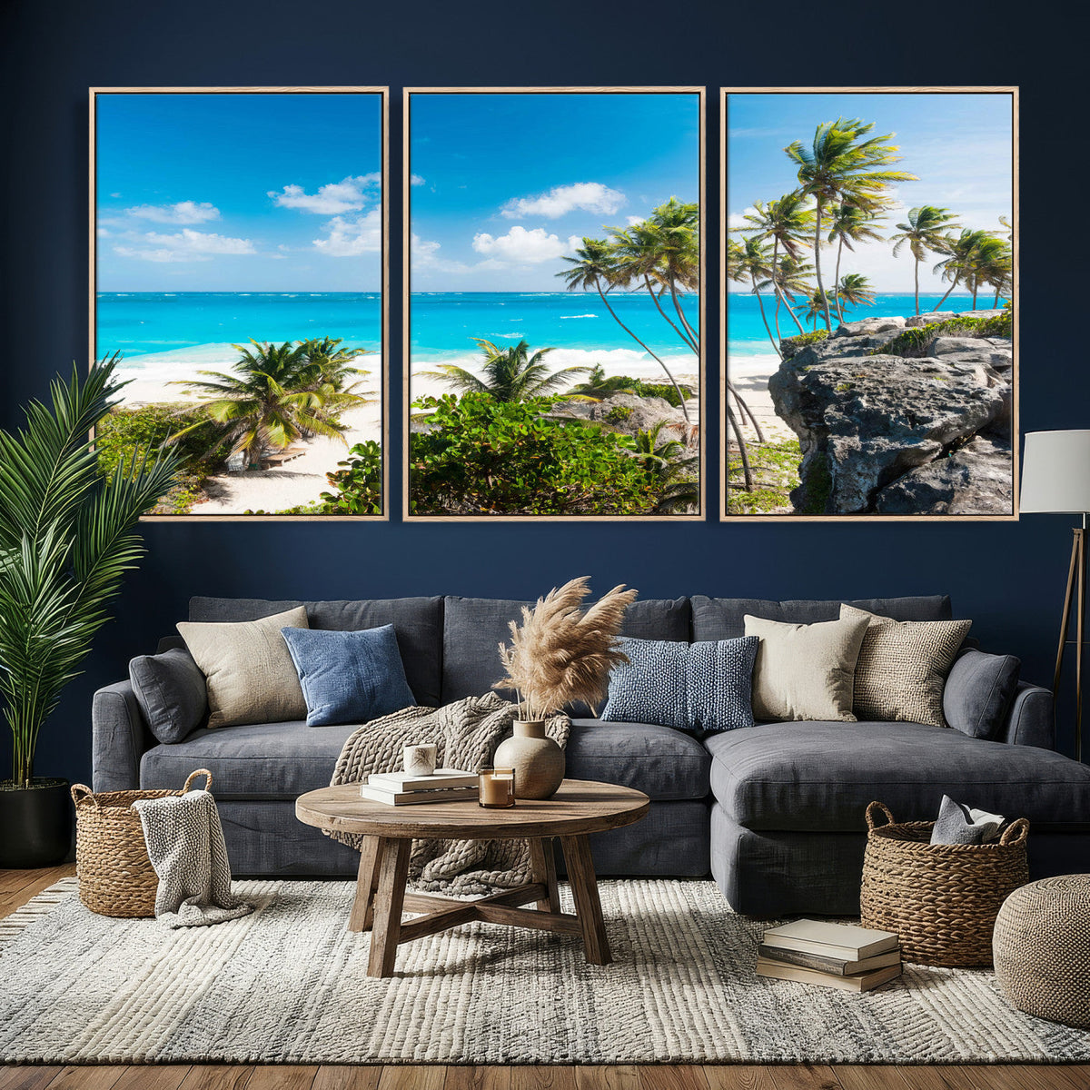 Tropical Beach Wall Art Canvas Print, Palm Tree Ocean