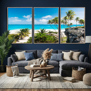 Tropical Beach Wall Art Canvas Print, Palm Tree Ocean