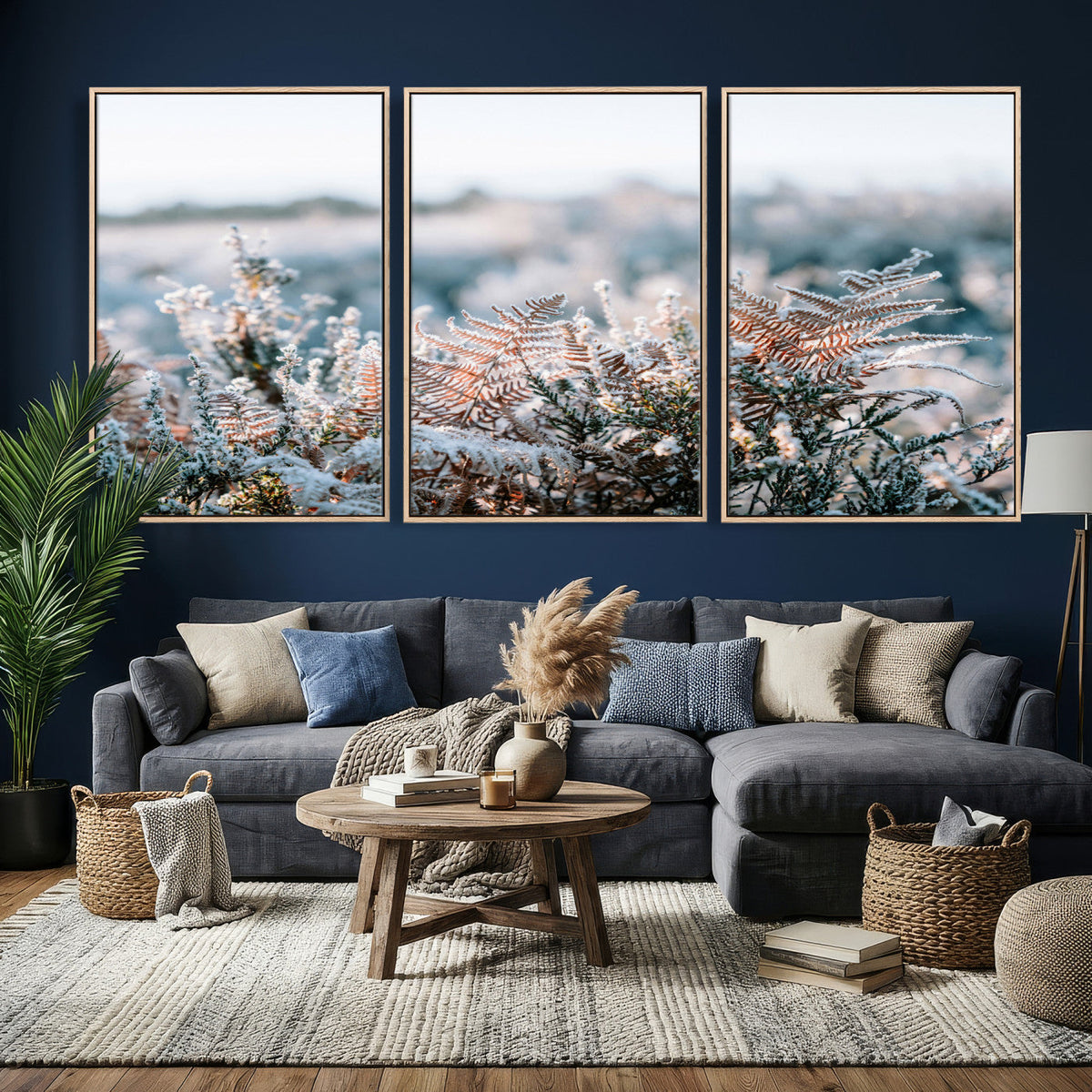 Frosted Fern Wall Art Canvas Print, Soft Winter Botanical