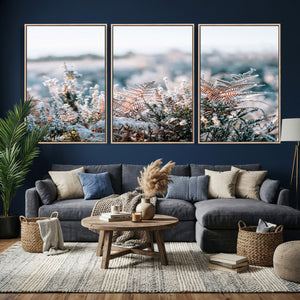 Frosted Fern Wall Art Canvas Print, Soft Winter Botanical