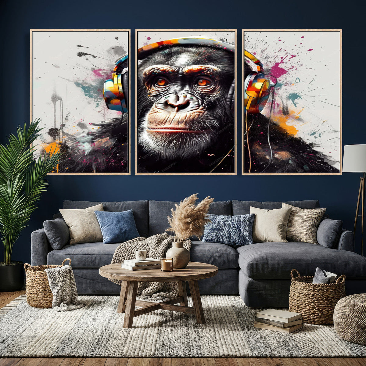 Dj Monkey Wall Art Canvas Print – Colorful Pop Art Banksy