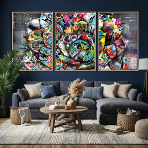 Abstract Graffiti Collage Street Art Wall Art Canvas Print