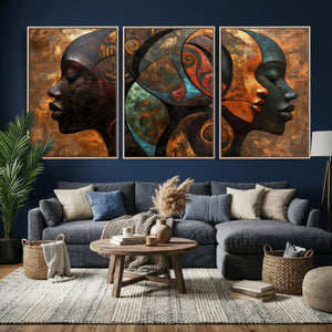 Abstract Afro American Women Wall Art Canvas Print