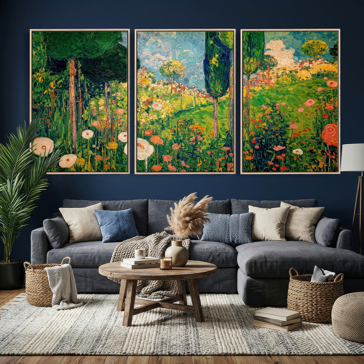 Gustav Klimt Boho Mountain Landscape Large Wall Art,