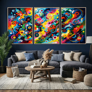 Geometric Abstract Wall Art Canvas Print, Bold Color