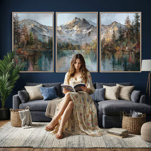 Drip Style Forest Lake Gold Art — Abstract Expressionist