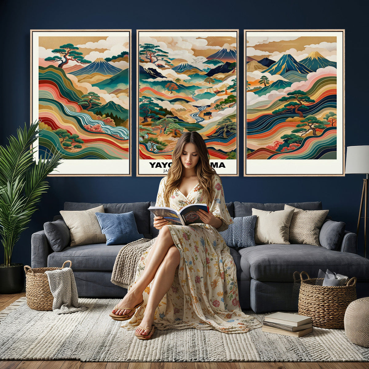 Japanese Grasslands Canvas Wall Art, Kusama Inspired