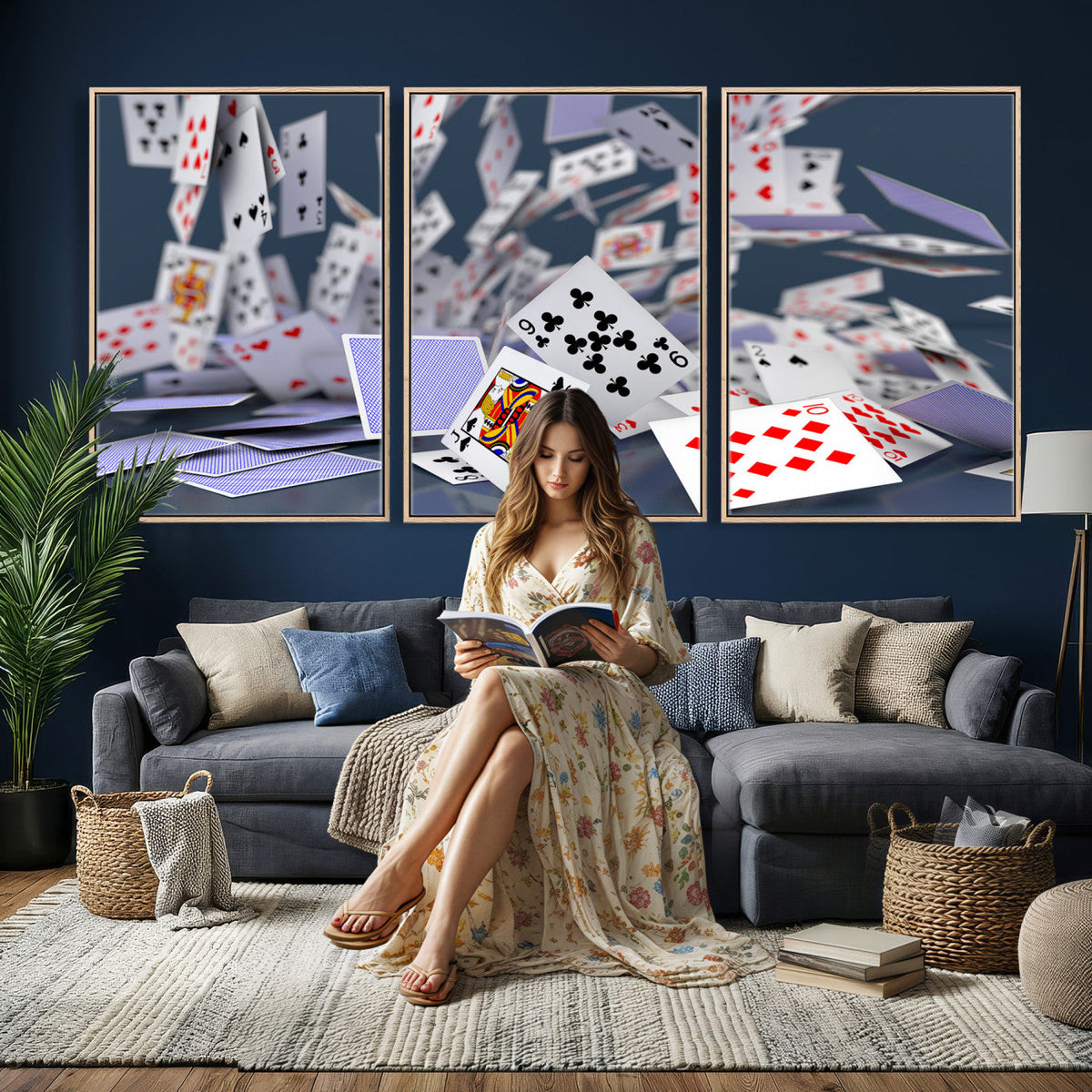 Playing Cards Canvas Wall Art | Casino Game Room Decor,