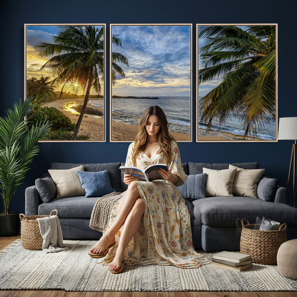 Mar Chiquita Beach Puerto Rico Canvas Wall Art, Manati Caribbean Coastal Photography Print, Tropical Ocean Sunset Decor