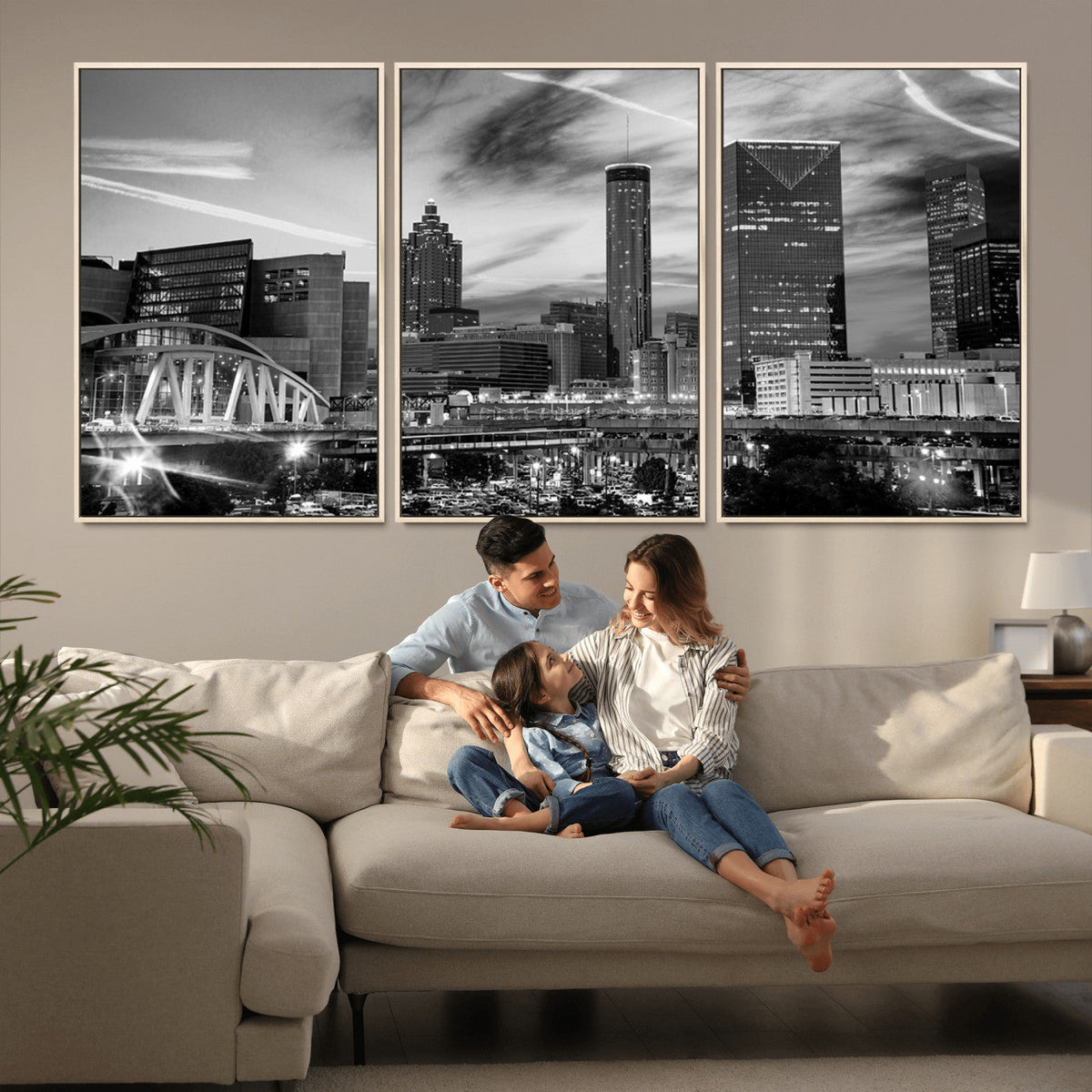 Black and White Atlanta Wall Art Canvas Print