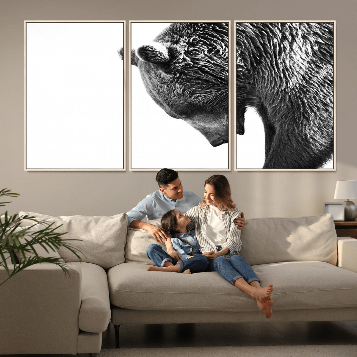 Black and White Grizzly 399 Bear Canvas Print Wall Art |