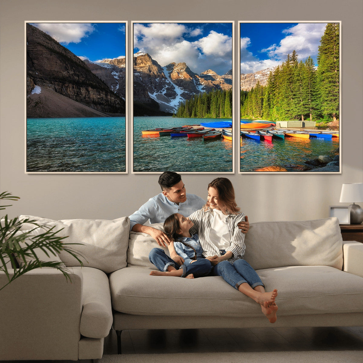 Moraine Lake 3-Panel Wall Art, Majestic Mountain and Lake