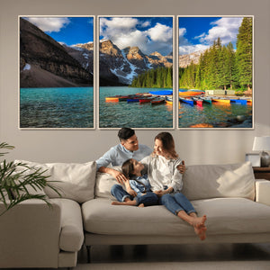 Moraine Lake 3-Panel Wall Art, Majestic Mountain and Lake