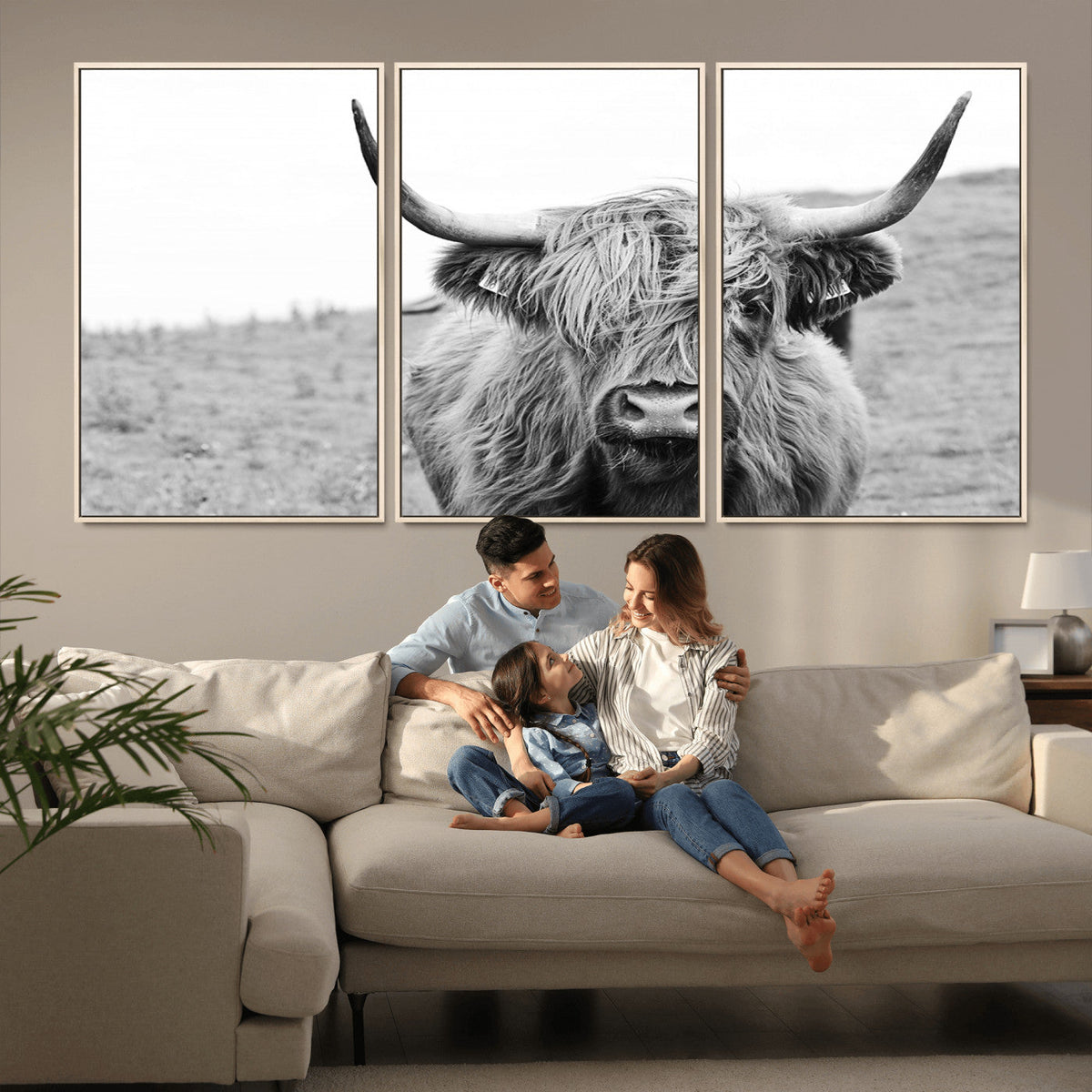 Newfoundland Cow Art Wall Art, Black White Cow Art Wall Art