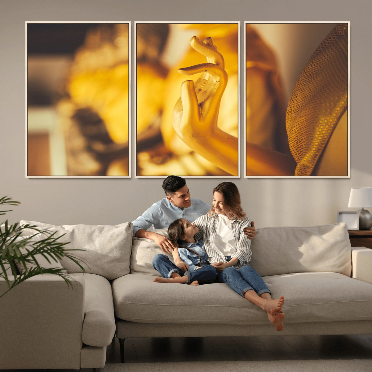 Gold Buddha Statue Hands Wall Art Canvas Print
